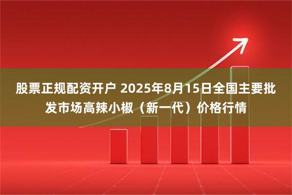 股票正规配资开户 2025年8月15日全国主要批发市场高辣小椒（新一代）价格行情